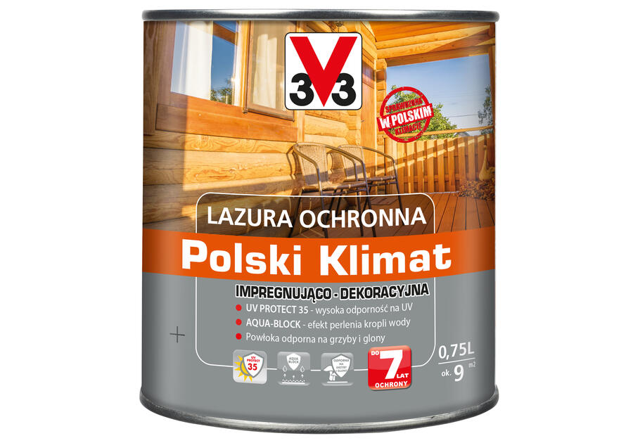 Zdjęcie: Lazura ochronna Polski Klimat Impregnująco-Dekoracyjna Bezbarwny 0,75 L V33
