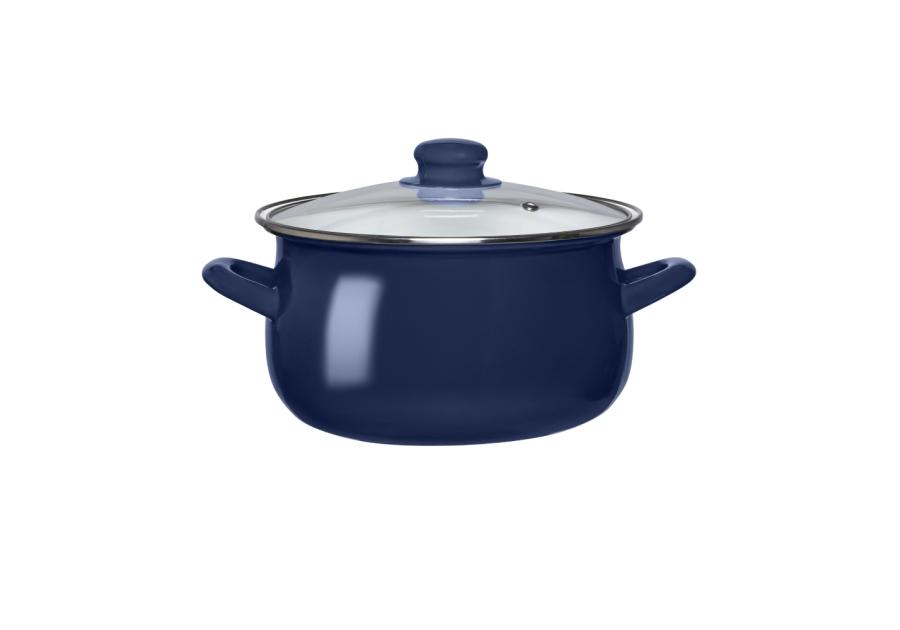 Zdjęcie: Garnek emaliowany 18 cm - 1,9 L granatowy z pokrywą szklaną ALTOMDESIGN