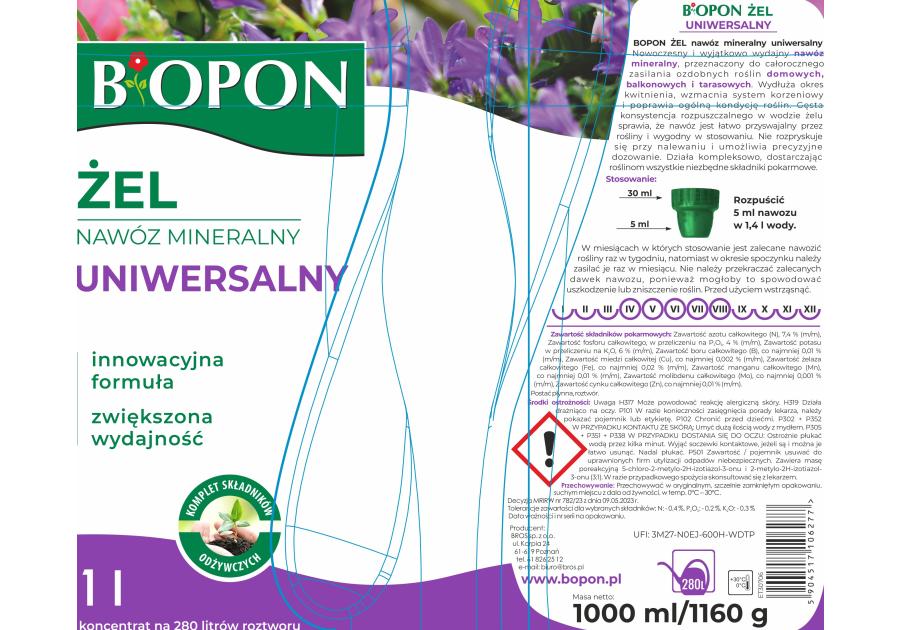 Zdjęcie: Żel nawóz mineralny uniwersalny 1 L BOPON