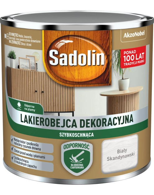 Zdjęcie: Lakierobejca dekoracyjna Biały skandynawski 0,2 L SADOLIN