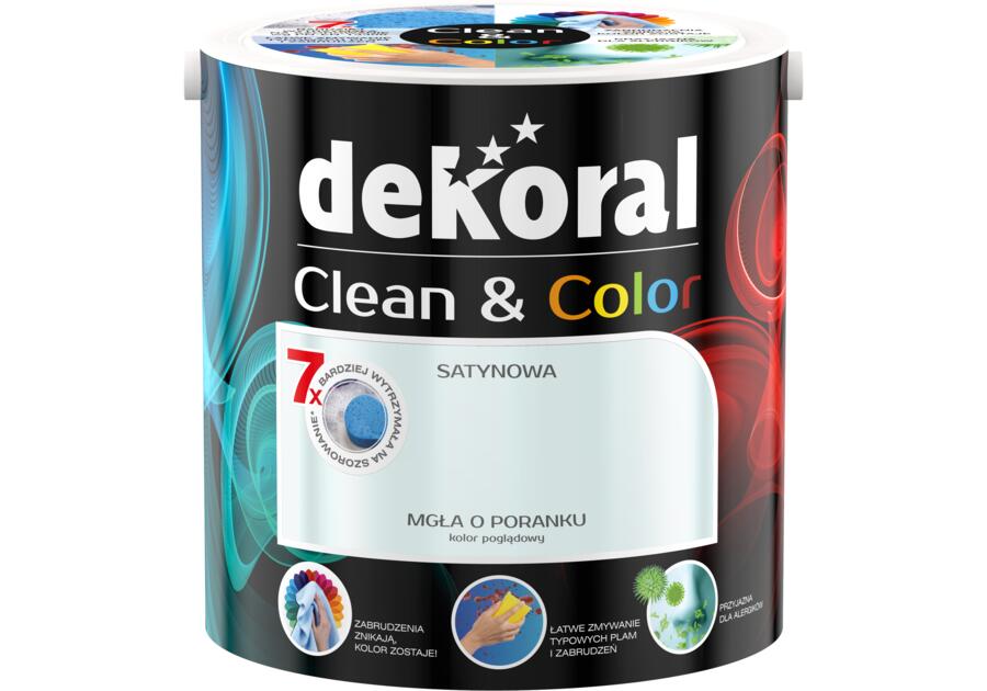 Zdjęcie: Farba satynowa Clean&Color 2,5 L mgła o poranku DEKORAL