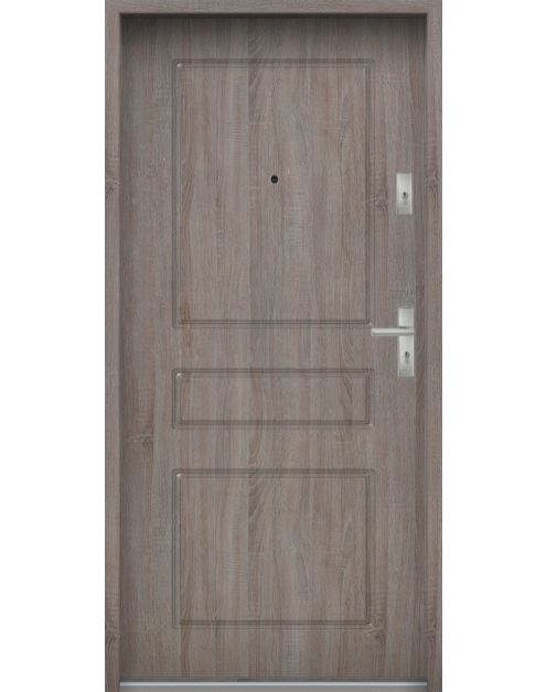 Zdjęcie: Drzwi wejściowe do mieszkań Bastion T-56 Dąb szary 90 cm lewe OSP KR CENTER
