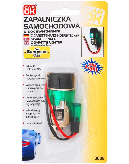 Zdjęcie: Zapalniczka samochodowa z podświetlaniem CAR OK