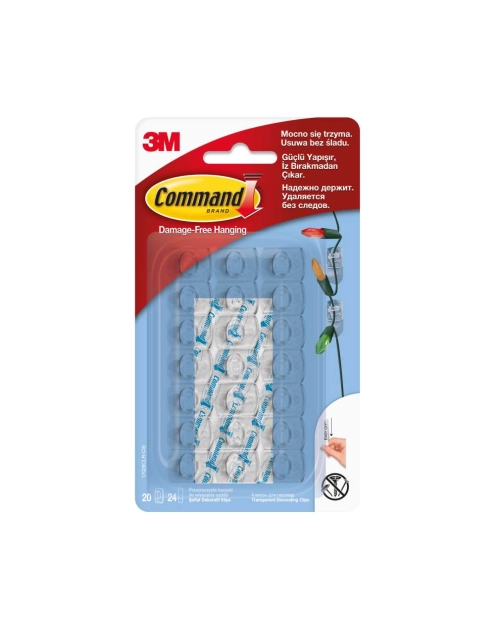 Zdjęcie: Haczyki do wieszania lampek świątecznych bezbarwne 20 szt. COMMAND