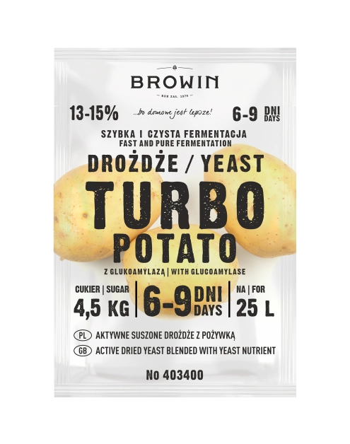 Zdjęcie: Drożdże gorzelnicze Turbo Potato BROWIN