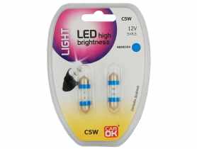 Żarówki diodowe 12 V niebieskie C5W - 2 szt. CAR OK