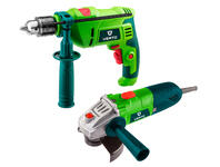 Zdjęcie: Zestaw elektronarzędzi: wiertarka udarowa 500 W + szlifierka kątowa 500W, walizka VERTO