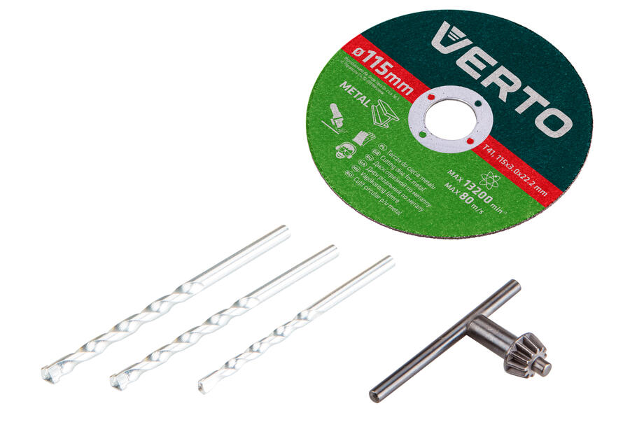 Zdjęcie: Zestaw elektronarzędzi: wiertarka udarowa 500 W + szlifierka kątowa 500W, walizka VERTO