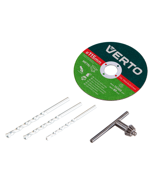 Zdjęcie: Zestaw elektronarzędzi: wiertarka udarowa 500 W + szlifierka kątowa 500W, walizka VERTO