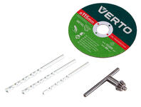 Zdjęcie: Zestaw elektronarzędzi: wiertarka udarowa 500 W + szlifierka kątowa 500W, walizka VERTO