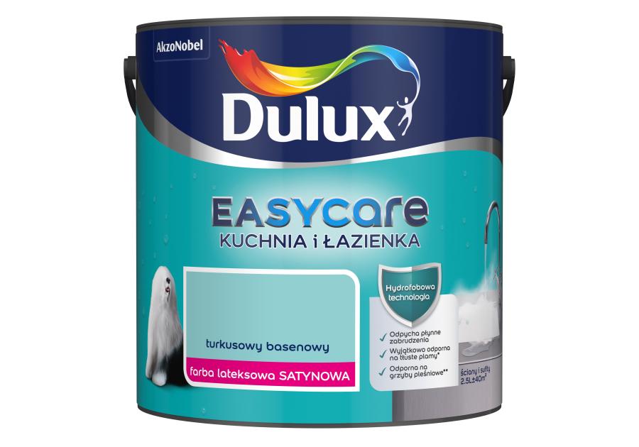 Zdjęcie: Farba lateksowa Easy Care Kuchnia&Łazienka turkusowy basenowy 2,5 L DULUX