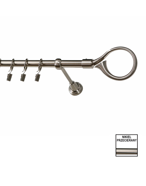 Zdjęcie: Karnisz pojedynczy Zeus fi 19 mm - 160 cm hak nikiel KARWEL