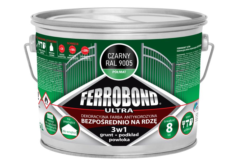 Zdjęcie: Farba antykorozyjna Ferrobond Ultra półmat czarny 2,5 L JURGA