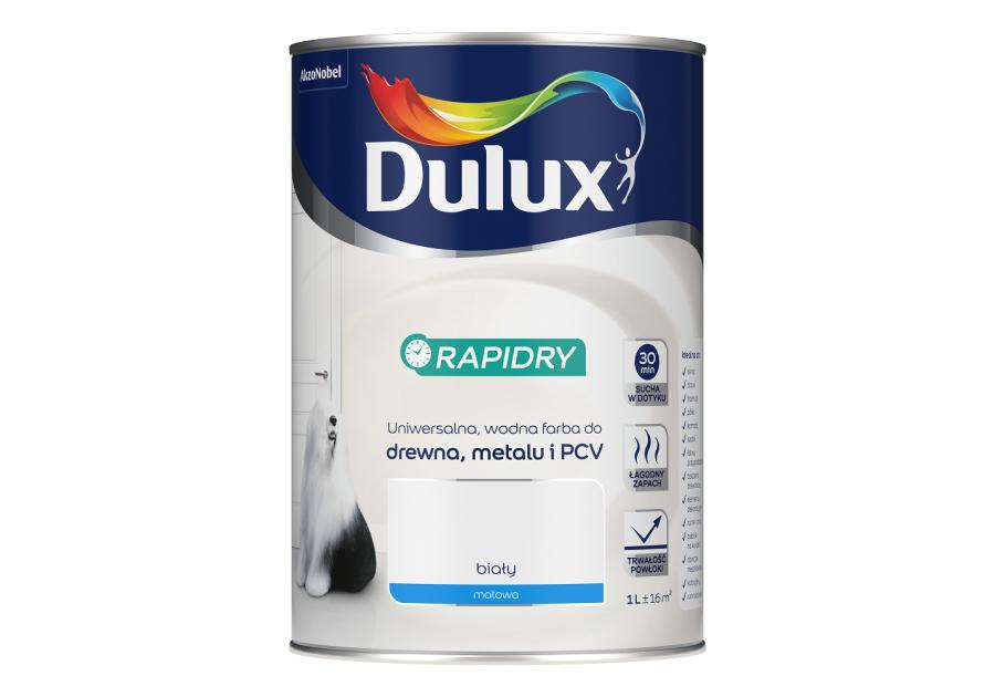 Zdjęcie: Farba do drewna, metalu, PCV Rapidry biały mat 1 L DULUX