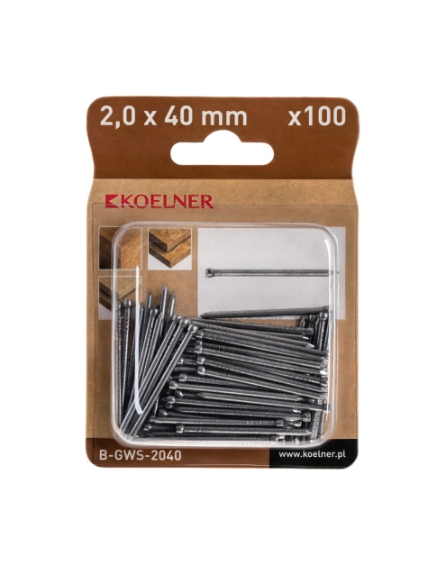 Zdjęcie: Gwoździe stolarskie 20x40 mm 100 sztuk KOELNER