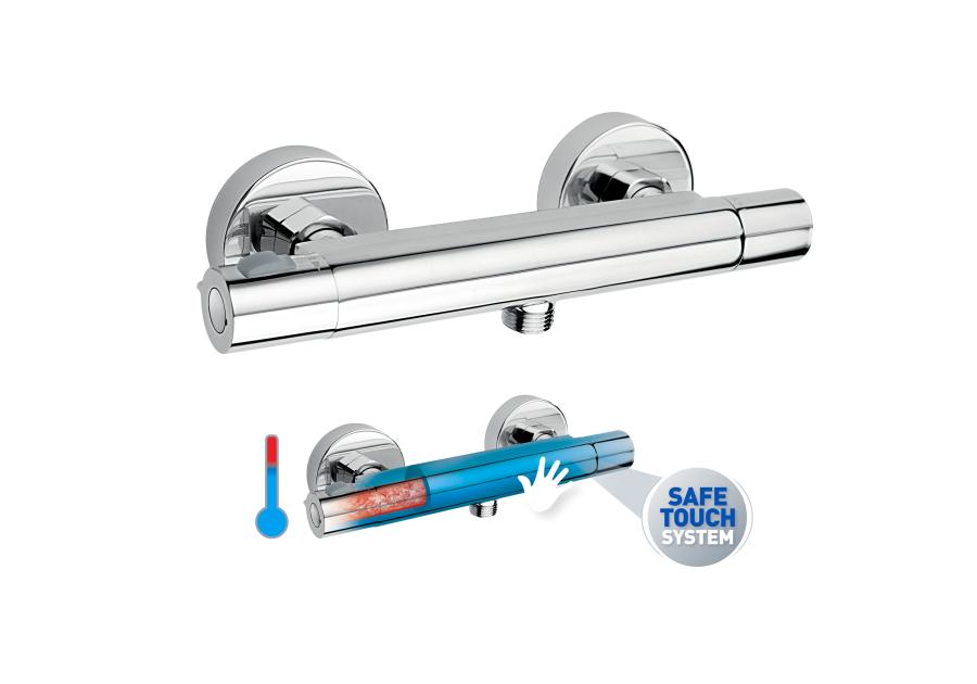 Zdjęcie: Bateria termostatyczna natryskowa ścienna Trinity Safe Touch, chrom FERRO