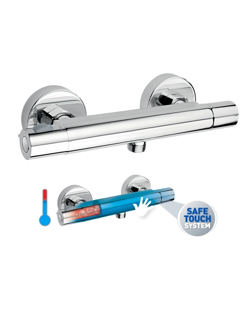 Zdjęcie: Bateria termostatyczna natryskowa ścienna Trinity Safe Touch, chrom FERRO
