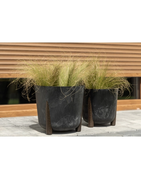 Zdjęcie: Donica okrągła Frida 210 mm Eco recycled, czarny beton LAMELA