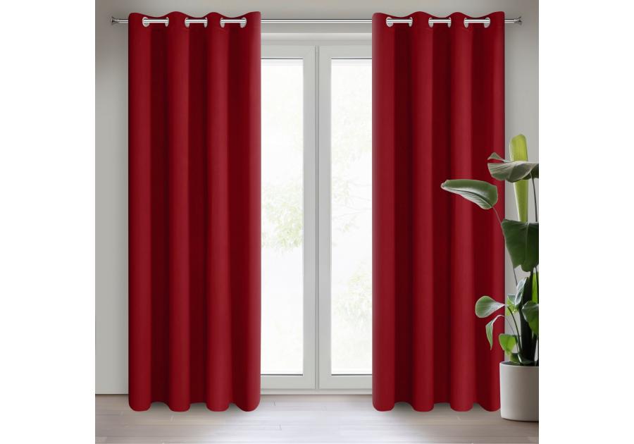 Zdjęcie: Zasłona gotowa Logan 135x250 cm czerwony EUROFIRANY