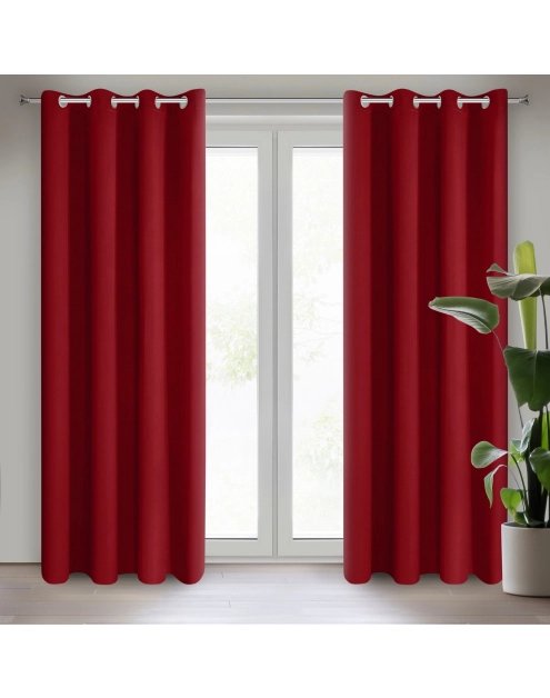 Zdjęcie: Zasłona gotowa Logan 135x250 cm czerwony EUROFIRANY