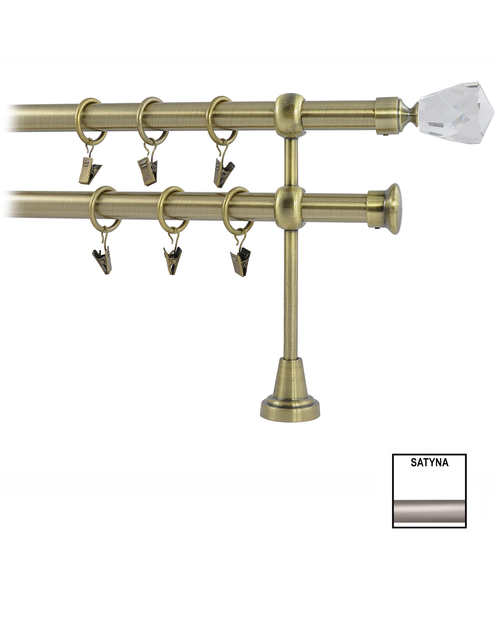 Zdjęcie: Karnisz podwójny Zeus fi 19 mm - 480 cm kryształ satyna KARWEL