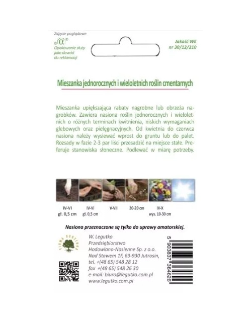 Zdjęcie: Mieszanka jednorocznych i wieloletnich roślin cmentarnych 3 g W.LEGUTKO