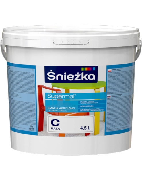 Zdjęcie: Emalia akrylowa Supermal BazaC 4,5L ŚNIEŻKA