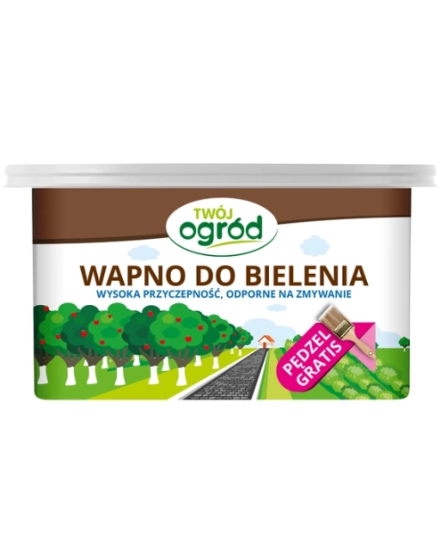 Zdjęcie: Wapno do bielenia drzew i krzewów 2 kg wiadro + pędzel TWÓJ OGRÓD