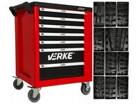 Zdjęcie: Szafka narzędziowa 7+1 szuflad wkłady czerwona VERKE