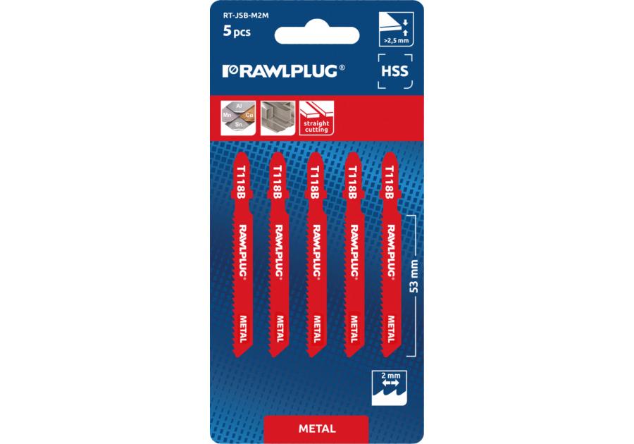 Zdjęcie: Brzeszczoty do wyrzynarek do cięcia wzdłużnego metalu 77 mm HSS 2 mm 5 szt. RAWLPLUG