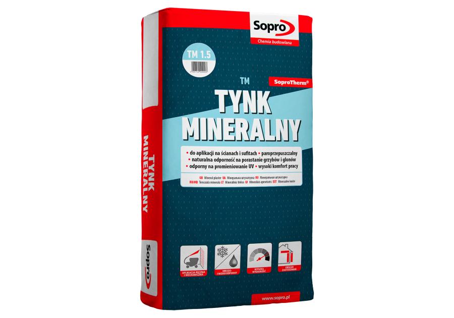 Zdjęcie: Tynk mineralny TM 1,5 mm 25 kg 209 SOPRO