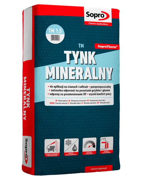 Zdjęcie: Tynk mineralny TM 1,5 mm 25 kg 209 SOPRO
