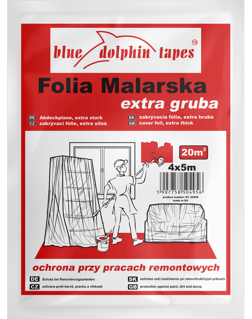 Zdjęcie: Folia malarska extra gruba 4x5 m BLUEDOLPHIN