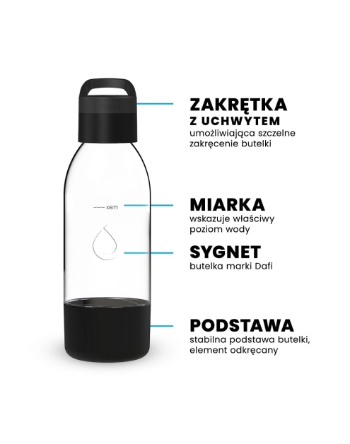 Zdjęcie: Butelka 0,5 L do saturatora z uchwytem barwionym czarna DAFI