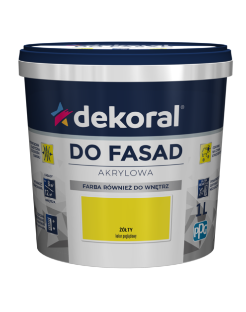Zdjęcie: Farba fasadowa żółta 1 L Polinit DEKORAL