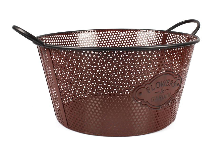 Zdjęcie: Koszyk z uchwytami metalowy okragły 39x39x20/23 cm brązowy TIN TOURS