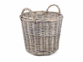 Kosz wiklinowy z uchwytami 32x32x27/33 cm szary TIN TOURS