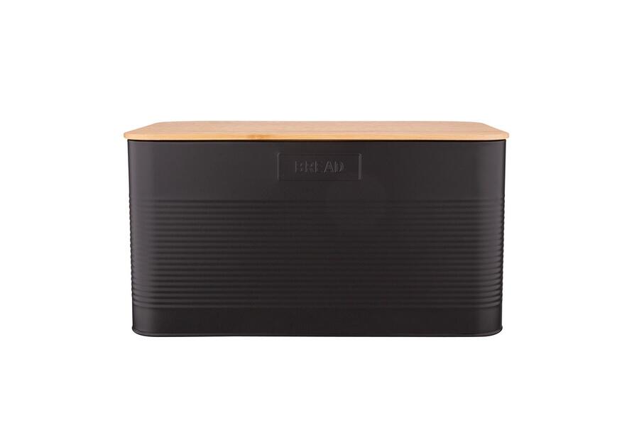 Zdjęcie: Chlebak prostokątny z pokrywą bambusową 33,5x19x17 cm loft czarny ALTOMDESIGN