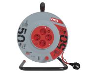 Zdjęcie: Przedłużacz zwijany 50 m, 4 gniazda, z wyłącznikiem, czerwony, PVC, 230 V, 1,5 mm2 EMOS