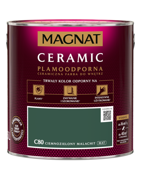 Zdjęcie: Farba plamoodporna cielmozielony malachit 2,5 L MAGNAT CERAMIC