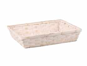 Kosz bambusowy prostokątny 38x29x7 cm biały TIN TOURS