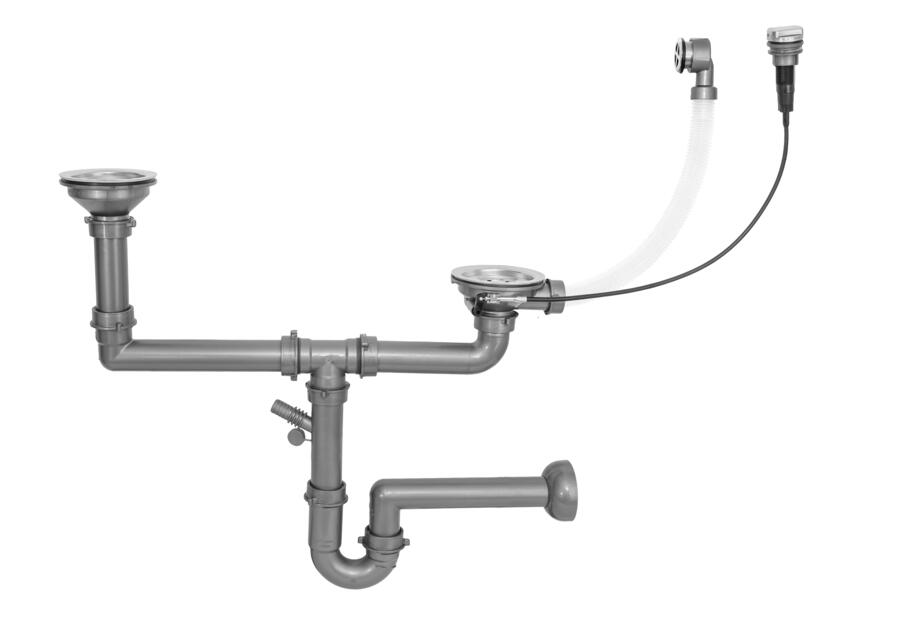 Zdjęcie: Osprzęt odpływowo-przelewowy do zlewozmywaków 1,5/2-komorowych stalowych/granitowych MILÓ