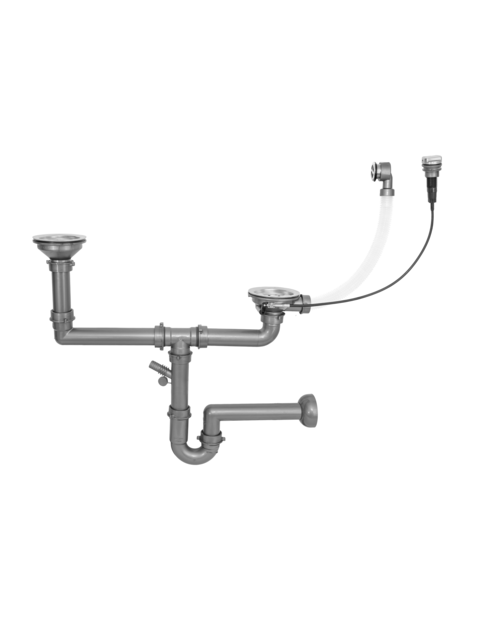 Zdjęcie: Osprzęt odpływowo-przelewowy do zlewozmywaków 1,5/2-komorowych stalowych/granitowych MILÓ