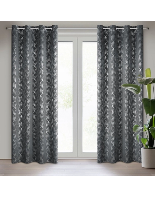 Zdjęcie: Zasłona gotowa D91 Poli 140 x 250 cm grafitowy EUROFIRANY