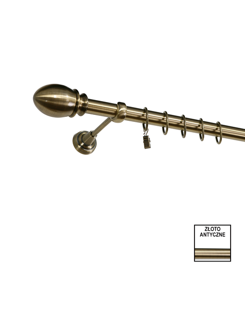 Zdjęcie: Karnisz pojedynczy Zeus fi 25 mm - 200 cm owal złoto KARWEL