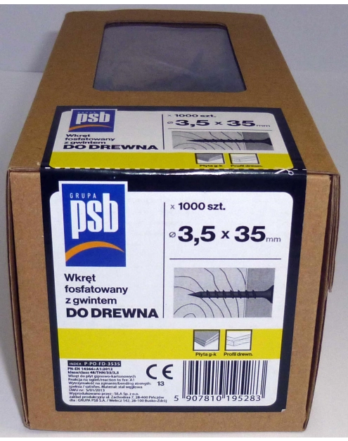 Zdjęcie: Wkręt fosfatowany do drewna 3,5x35 mm - 1000 szt. SILA
