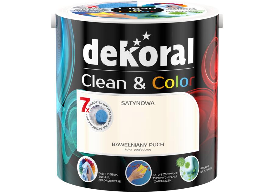 Zdjęcie: Farba satynowa Clean&Color 2,5 L bawełniany puch DEKORAL