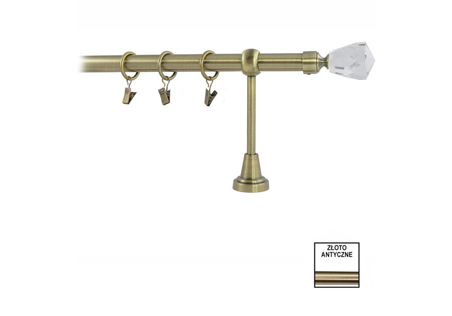 Zdjęcie: Karnisz pojedynczy Zeus fi 19 mm - 480 cm kryształ złoto KARWEL