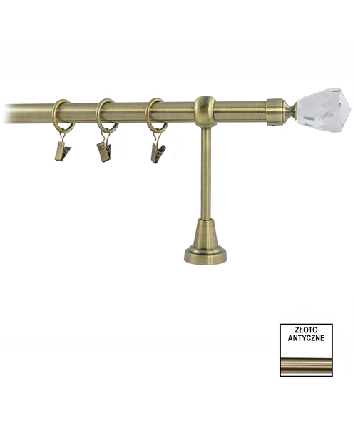 Zdjęcie: Karnisz pojedynczy Zeus fi 19 mm - 480 cm kryształ złoto KARWEL