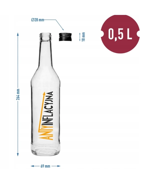 Zdjęcie: Butelka 500 ml z zakrętką i nadrukiem Antyinflacyjna 631424 BROWIN